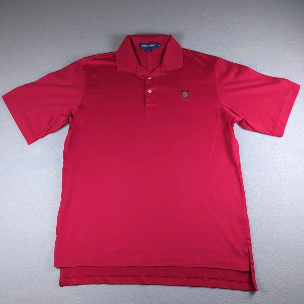Vintage Polo Golf Ralph Lauren Shirt Mens Medium Red Crest Logo Embroidery